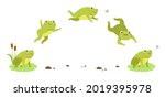 frog jump. funny toad step hop... | Shutterstock .eps vector #2019395978