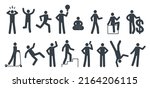 stickman postures. primitive... | Shutterstock .eps vector #2164206115