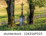 Old Single Grave Monument With...