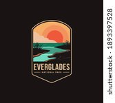 Emblem patch logo illustration of Everglades National Park on dark background