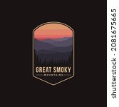 Emblem patch logo illustration of Great Smoky Mountains National Park on dark background