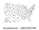 usa map states. vector line... | Shutterstock .eps vector #1801393768