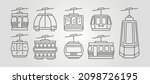 Set Of Cable Car Line Art Icon...