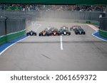 Small photo of SOCHI, RUSSIA - SEPTEMBER 26, 2021: The start of the Race, round 15 of the 2021 FIA Formula 1 championship taking place at the Sochi Autodrom in Sochi Russia