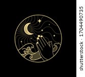 prayer hand with crescent moon... | Shutterstock .eps vector #1704490735