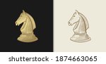 horse chess in luxury gold hand ... | Shutterstock .eps vector #1874663065