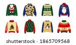christmas sweaters set  warm... | Shutterstock .eps vector #1865709568
