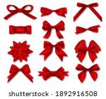 Red Ribbon Bows. Set Of Red...