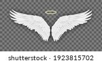 Realistic wings. Pairs of wings in motion 3d mockup. Vector illustration EPS10