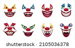 crazy clowns faces on white... | Shutterstock .eps vector #2105036378