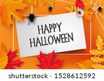 scary banner with autumn leaves ... | Shutterstock . vector #1528612592