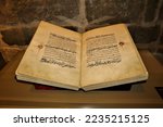 Small photo of Erzurum, in Turkey 12. 05. 2022. Museum inside a Twin Minaret school (Turkish: Cifte Minareli Medrese). The Holy Quran belonging to the Lala Mustafa pasha Mosque is dated to the 16th century. Ancient