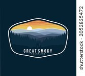 Great Smokey Mountains National Park Emblem patch logo illustration on dark background