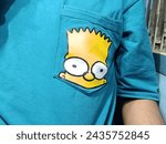 Small photo of Jhargram,India - March 06,2024:trendy young boy's T-shirt adorned with the iconic Simpsons logo, adding a touch of fun and pop culture flair to his casual style.