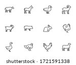 farm animals line icons set.... | Shutterstock .eps vector #1721591338