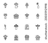 Bouquet Of Flowers Line Icons...