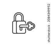 locked padlock with key line... | Shutterstock .eps vector #2084349952