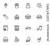 street food line icons set ... | Shutterstock .eps vector #2107657892