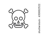 Skull And Bones Line Icon ...