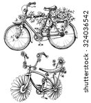 Bikes With Flowers Drawings Set