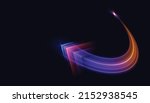 Modern abstract high-speed arrows light effect movement. A pattern of speed of light moving in an arc.  Technology futuristic dynamic motion. Movement pattern for banner or poster design background.