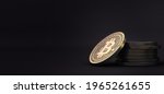 Closeup Of Golden Bitcoin Btc...