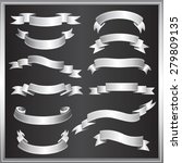 set of ribbons vector   silver | Shutterstock .eps vector #279809135