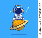 Cute Astronaut Listening Music...