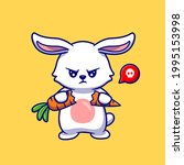 cute angry rabbit break carrot...