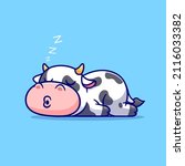 Cute Cow Sleeping Cartoon...
