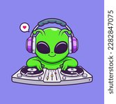 cute alien playing dj...