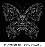 decorative white butterfly on... | Shutterstock . vector #1442696252