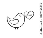 hand drawn bird with love... | Shutterstock .eps vector #2099354485