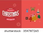 merry christmas horizontal card ... | Shutterstock .eps vector #354787265
