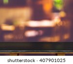 Empty black marble table and blurred cafe bokeh light background. Mock up for display or montage of product,Business presentation.