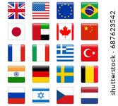 set of popular country flags.... | Shutterstock . vector #687623542