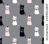 seamless pattern with cute cats.... | Shutterstock .eps vector #1434021845