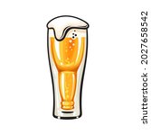 hopside down beer glass. vector ... | Shutterstock .eps vector #2027658542