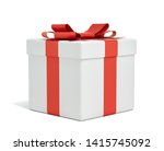white gift box with red ribbon... | Shutterstock . vector #1415745092