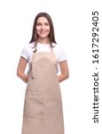 Young woman in apron isolated...