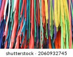 Pattern of many colorful bright shoelaces
