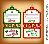 christmas and happy 2019 tags  | Shutterstock .eps vector #1274356498