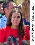 Small photo of Clint, Texas / USA - 1 July 2019 Clint Border Patrol Station Alexandria Ocasio-Cortez lashes out over deplorable conditions following border facility tours. Women were told to drink out of toilets.