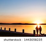 Sunset on Lake Mendota in Madison, Wisconsin with people in foreground