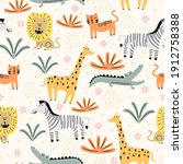 Seamless Pattern With Cute Wild ...