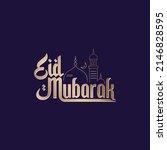 eid mubarak english typography. ... | Shutterstock .eps vector #2146828595