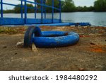 A Blue Mooring Ring On The Quay ...