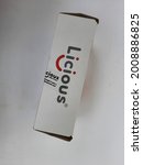 Small photo of BANGALORE, INDIA - Jun 27, 2021: Bangalore, Karnataka, India, June 27 2021, Closeup of Licious Company non veg or Meat packed in the box isolated on white background