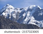 Small photo of WAN, INDIA - Sep 12, 2020: The beautiful view of Trisul, a group of three Himalayan mountain peaks of western Kumaun, Uttarakhand