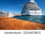Small photo of BERMUDA, UNITED KINGDOM - Oct 22, 2021: A large NCL Norwegian Breakaway Cruise Ship docked in Bermuda